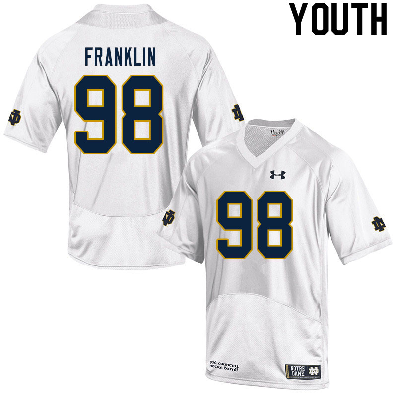 Youth NCAA Notre Dame Fighting Irish #98 Ja'Mion Franklin Stitched College Under Armour Authentic White Football Jersey LH10U01ZJ